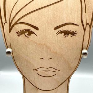 Vintage Basic Hoop Earrings, Minimalist Fluted Silver Tone Clip Ons